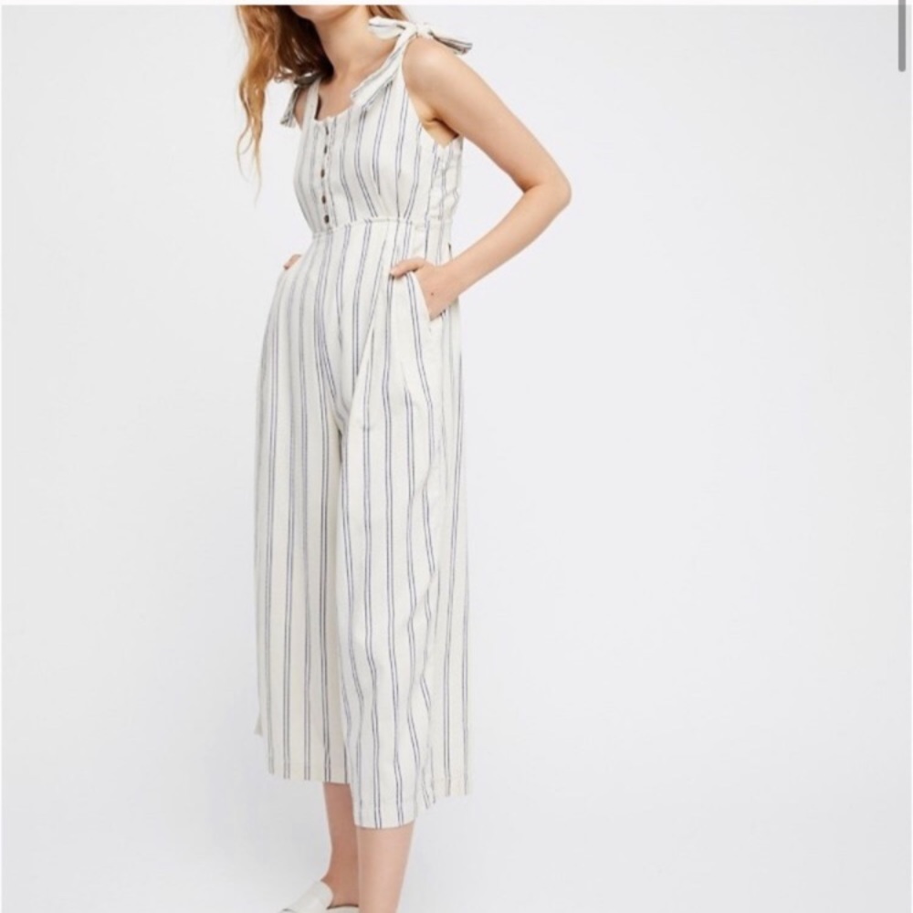 NWOT Anthropologie striped Linen jumpsuit